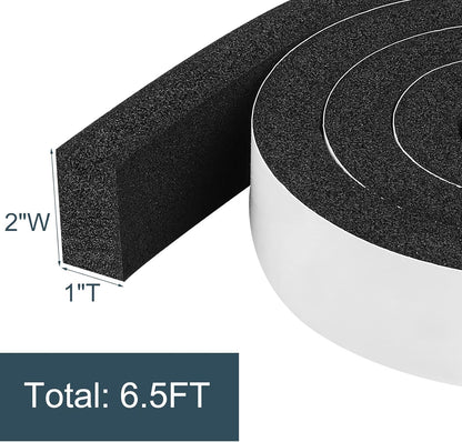 Seal Foam Tape,1/2 Inch W x 1/8 Inch T Weather Stripping for Door and Window,High Density Single Sided Closed Cell Door Insulation Weather Strip, 3 Rolls Total 50FT Black