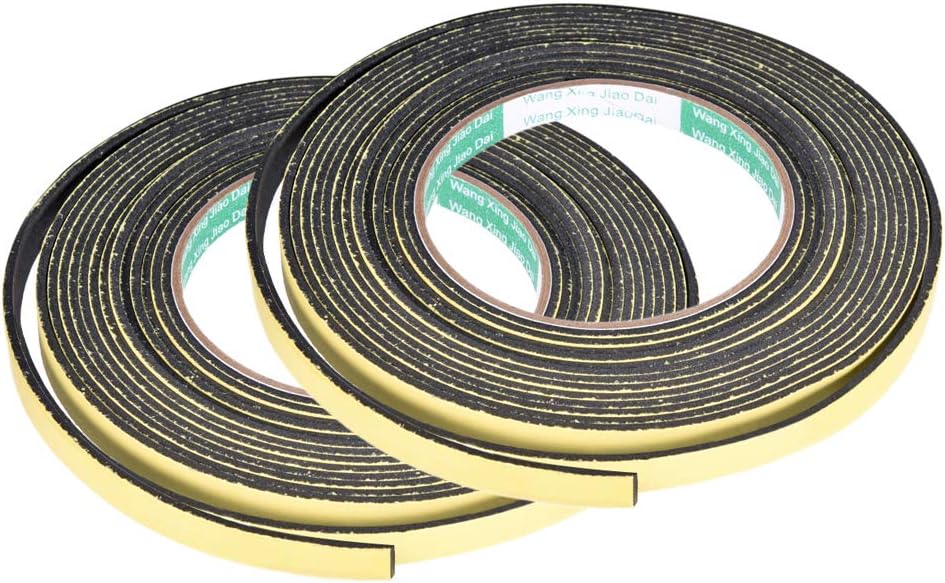 uxcell Sealing Foam Tape 5mm Wide 3mm Thick 4m/13ft Long, Self Adhesive Weather Strip for Window Door Insulation, Pack of 2