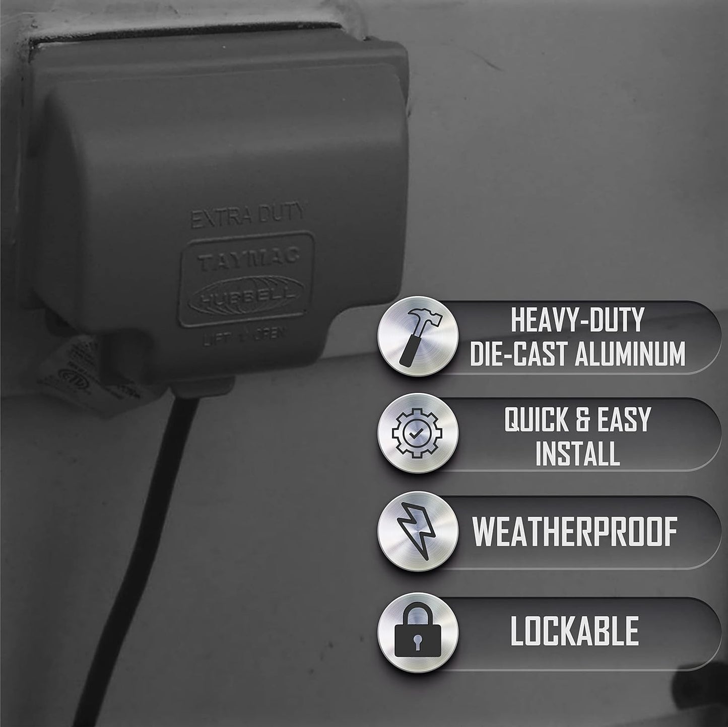 TayMac MX3200 RaynGuard Extra Duty Metal Weatherproof in-Use Cover, 1-Gang, Gray, 3.55 x 3.37 x 6.12 inches