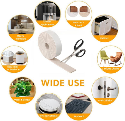 Furnigear Felt Strips with Adhesive Backing Heavy Duty Cuttable Felt Tape Roll Furniture Pads for Chair Legs - Protecting Hardwood Floors, Chair Wall Protector (Black, 80 x 0.5 x 0.14 Inch)
