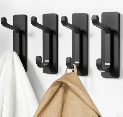 pickpiff Wall Hooks for Coat and Towel: 13LB Strong Adhesive Door Hanger Stick on, White 4 Pack