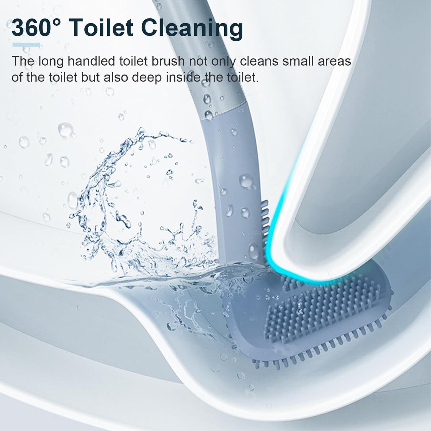 3 Pack Golf Toilet Brush, Flexible Long Handled Toilet Cleaning Brush, 360° No Dead Space Deep Toilet Cleaning Brush, Toilet Brush for Bathroom, with Hook (White + Blue + Grey)