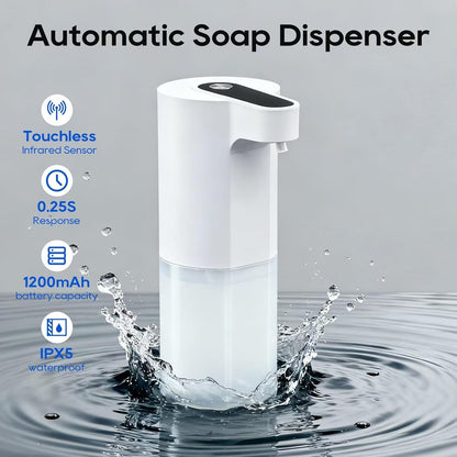 Automatic Soap Dispenser Touchless, Liquid & Foaming Soap Dispensers, USB Rechargeable Smart Hand Soap Dispenser, 3-Level Adjustable, 12.2oz/360ml (Gel Version and Foam Version)