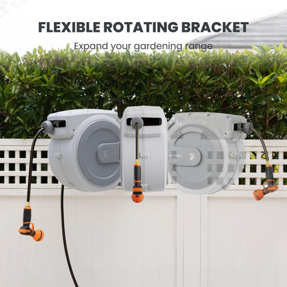 Giraffe Tools Retractable Garden Hose Reel 1/2 Inch x 100 ft, Super Heavy Duty, Any Length Lock, Slow Return System, Wall Mounted and 180 Deg Swivel Metal Bracket