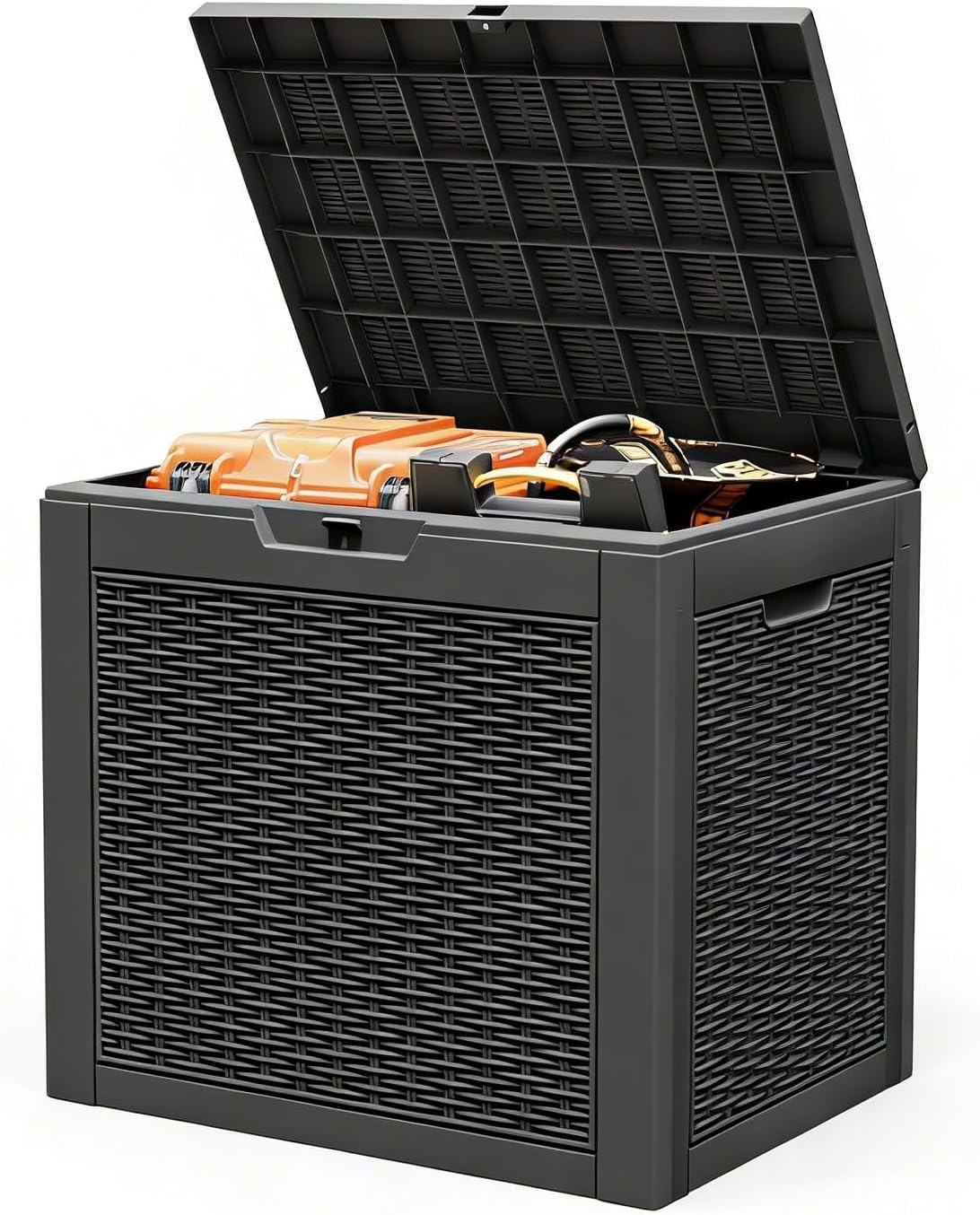 Outdoor Storage Deck Boxes Waterproof, Waterproof and UV Resistant Outdoor Storage Box Lockable Lid for Delivery Box, Indoor, Garden Tools, Pool Supplies, Patio (Black, 31 Gallon)