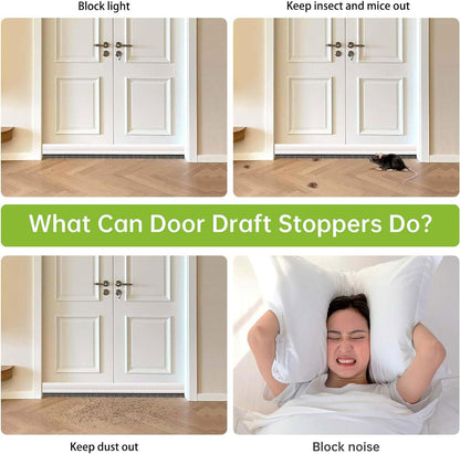 2 PCS Brush Door Sweep, Draft Stoppers for Bottom, Draft Stopper with Brush for Exterior Door, Bottom Seal Strip for Protection Against Bug, Dust, 2" W x 39" L, Black