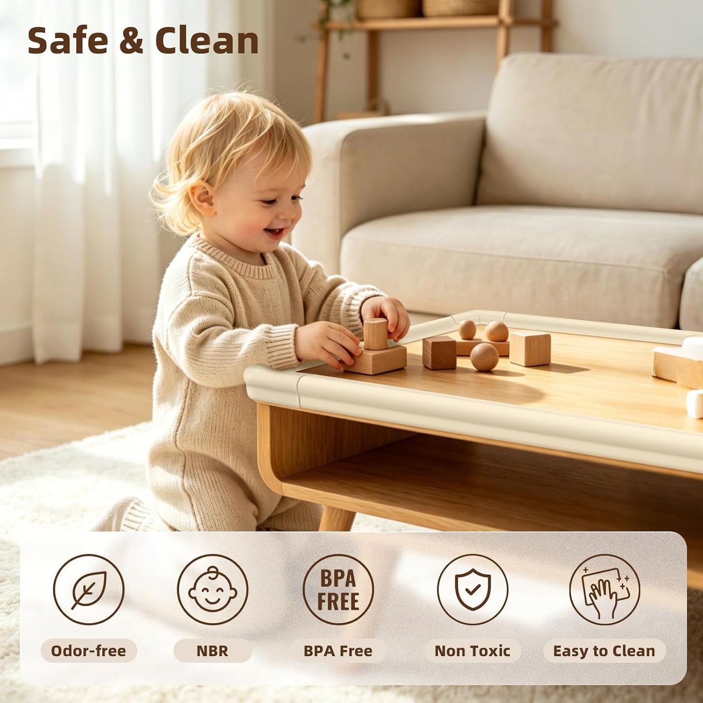 Edge Protector, Baby Proof Corners and Edges Foam Corner Protector Guards | Furniture Corner & Edge Safety Bumpers Covers 13 ft Edge Cushion for Table, Crib, Wall, Off White