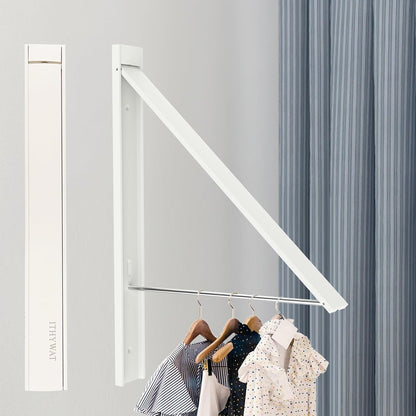 Ithywat Retractable Clothes Drying Rack，Space Saver Wall Mounted Folding Hanger for Laundry Room, Closet Storage Organization, Easy Installation Aluminum Dryer White