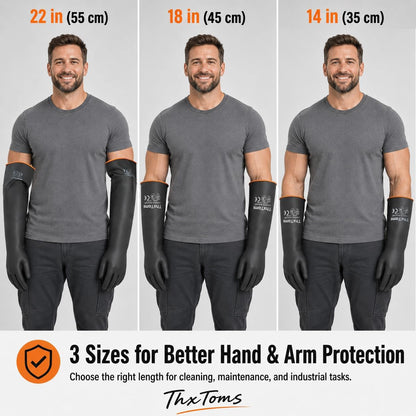 ThxToms Heavy Duty Latex Gloves,Long Rubber Gloves, Chemical Resistant Gloves,Puncture Resistant, Resist Acid,Oil,Alkali, Waterproof for Industrial Cleaning, Gardening, 22", 1 Pair