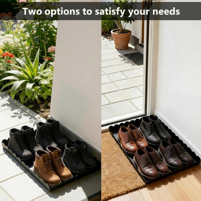 Maxdot 2 Pack Scalloped Iron Boot Tray for Entryway Indoor, Heavy Duty Shoe Mat 19.7" x 15.8" Waterproof Shoes Trays for Front Door Outdoor Multipurpose Mats for Boots, Pets, Plants