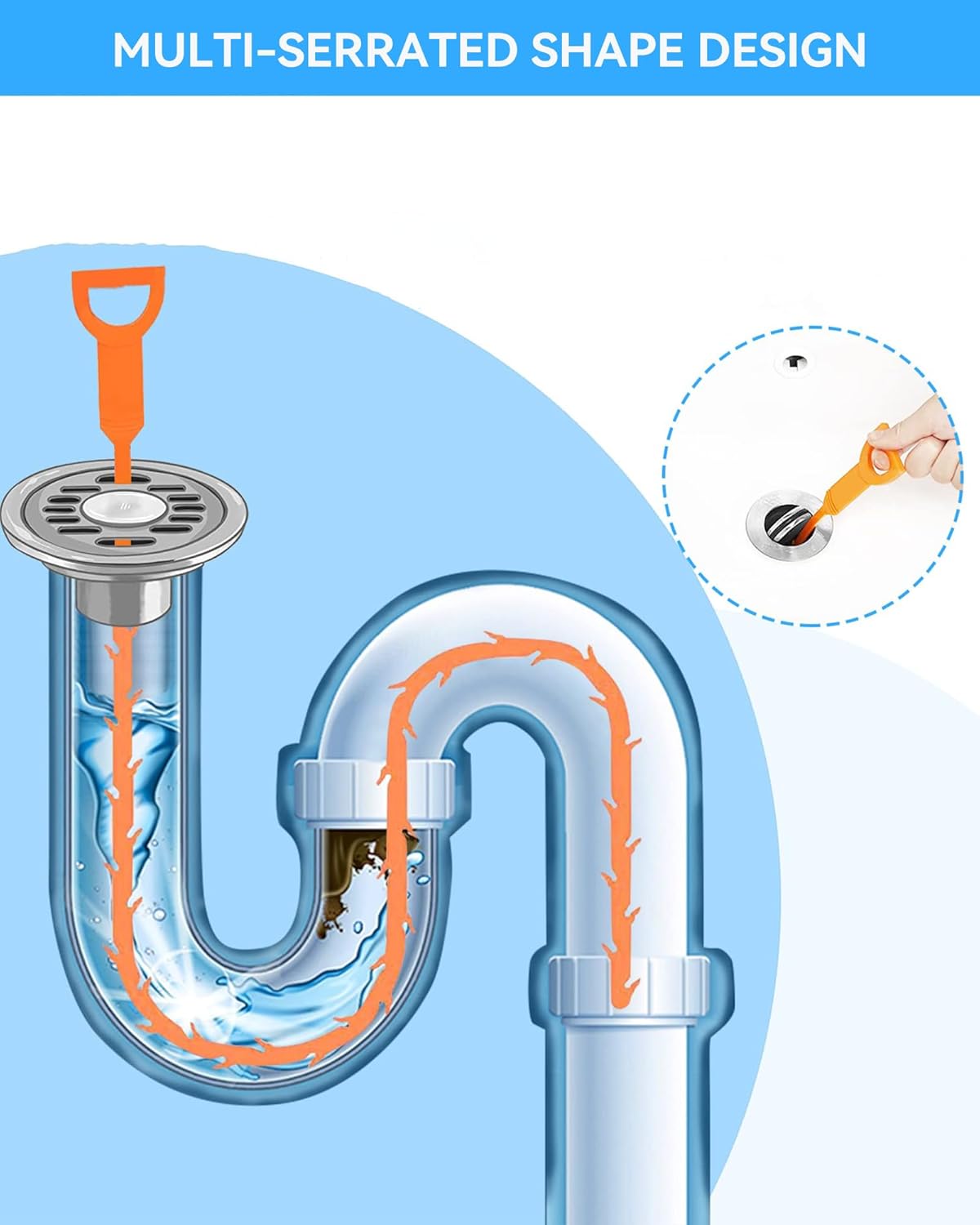 Drain Snake,79 inch Flexible Grabber Claw Pick Up Reacher Tool,Drain Clog Remover - Gutter Cleaning Tools for Home Sink, Bathroom Tub,Drain, Toilet, Tight Spaces