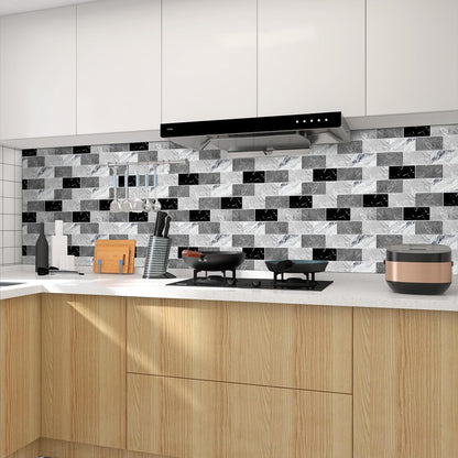 BSABSAQAA 10 Sheets Peel and Stick Backsplash for Kitchen 12"X12" Back Splash Adhesive Subway Wall Tile Sticker for Bathroom on Renter Friendlyn Marble