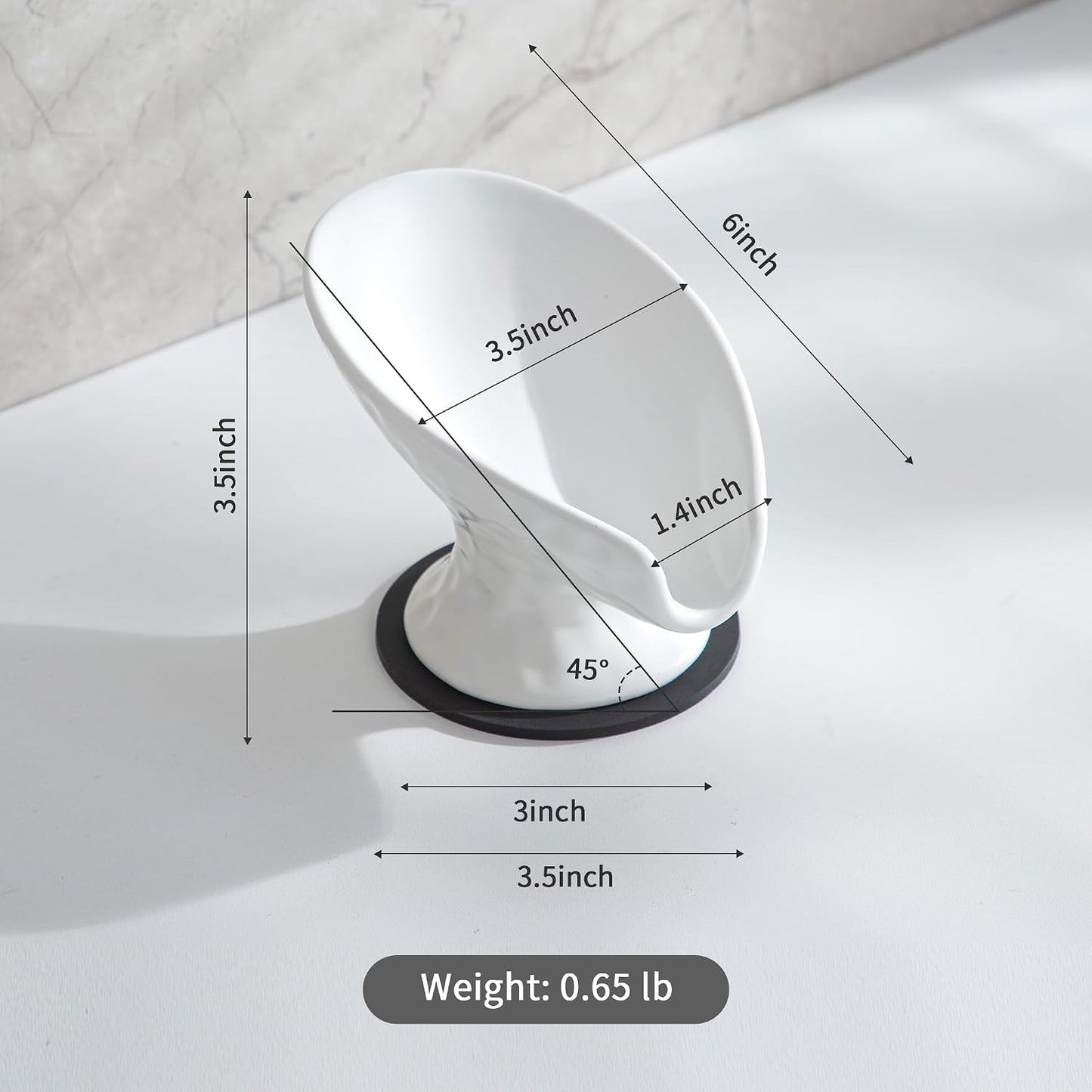 Self Draining Soap Dish,Soap Bar Holder for Shower,White Ceramic Soap Dishes for Bathroom Kitchen Shower Keeps Soap Dry, Easy to Clean(Gloss White)
