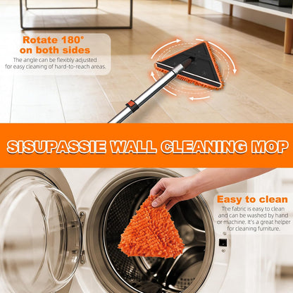 SISUPASSIE 20FT Duster Cleaner Kit, Dusters for Cleaning with Extension Pole, Baseboard & Wall and Window Cleaner Mop for Fan Blades, High Ceiling and Cobweb
