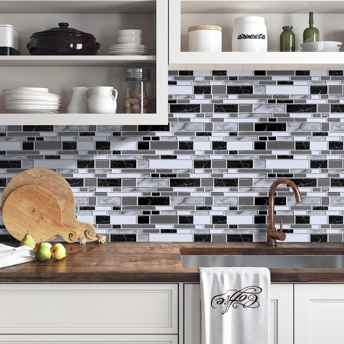 Livebor Peel and Stick Backsplash Wallpaper Kitchen Backsplash Wallpaper 11.8inch x 118.1inch Tile Contact Paper Kitchen Peel and Stick Countertops Waterproof Contact Paper for Bathroom Tile Vinyl