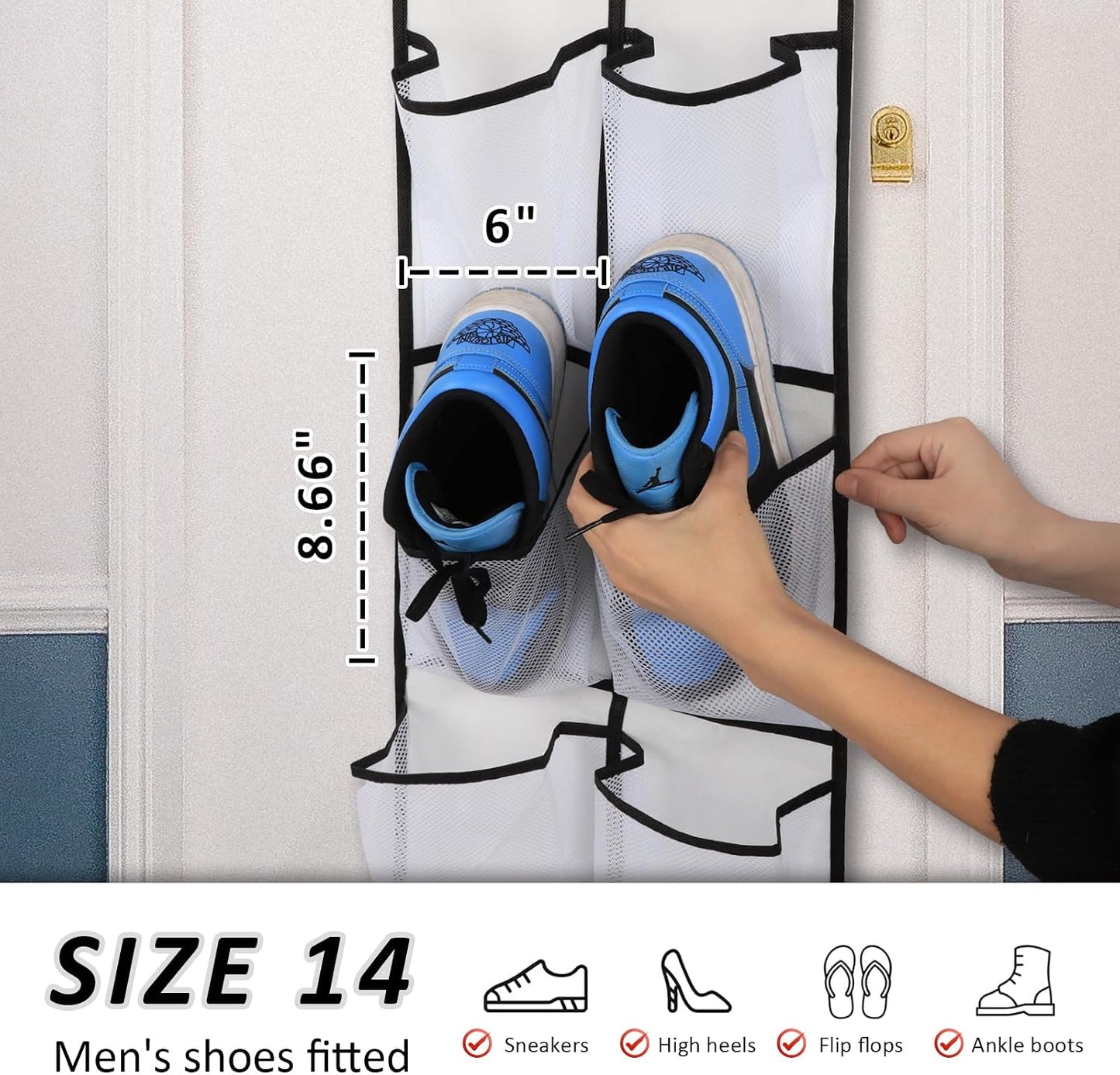 GOMAJI 2PK 12 Large Pockets Over Door Hanging Shoe Organizer