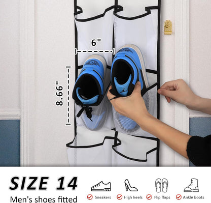 GOMAJI 2PK 12 Large Pockets Over Door Hanging Shoe Organizer