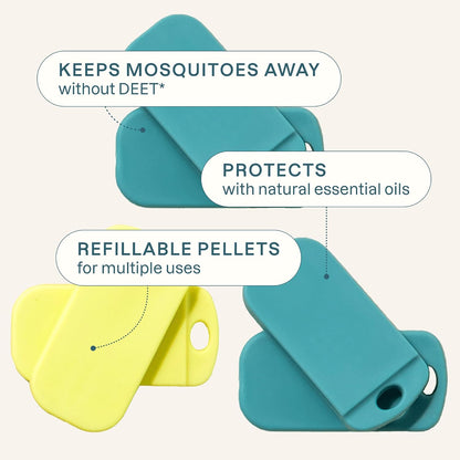 Cliganic Mosquito Repellent Pack (1 Clip + 2 Refill Pellets) - Natural DEET-Free, Essential Oil Infused