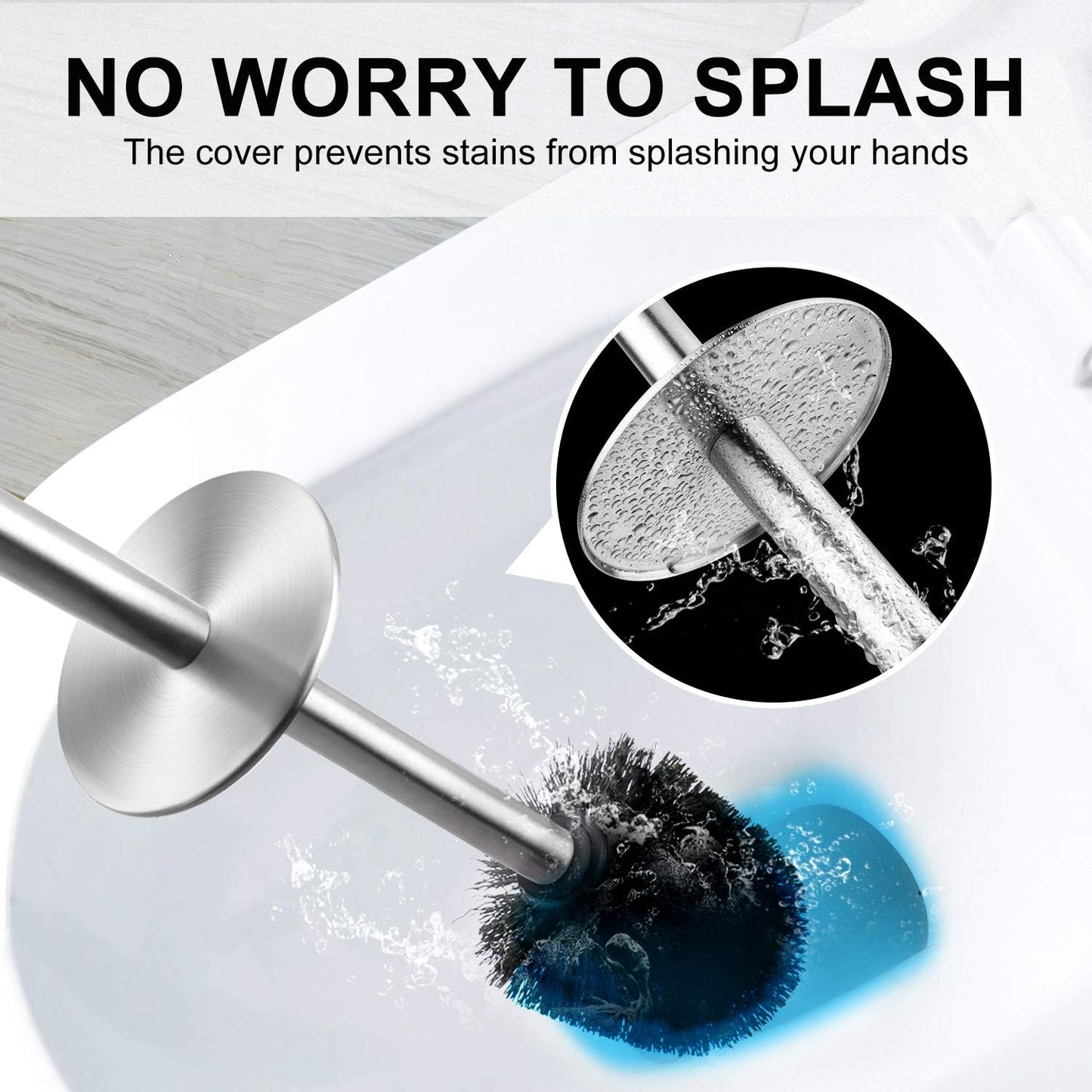 Toilet Brush and Holder, 2 Pack Toilet Brush with 304 Stainless Steel Long Handle, Toilet Bowl Brush for Bathroom Toilet-Ergonomic, Elegant,Durable (White)