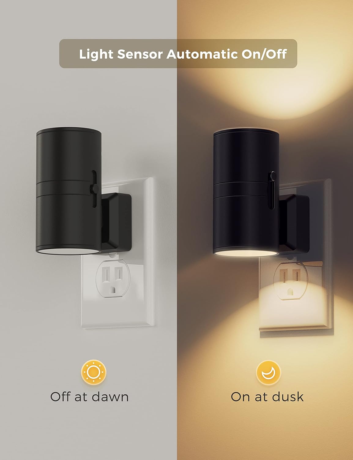 L LOHAS LED Night Light Plug in, Night Lights Plug into Wall, Light Sensor, 0-100LM Soft White 3000K, Dimmable Night Light, Modern Nightlight for Kids Bathroom Hallway Bedroom Kitchen Stairway, 2 Pack