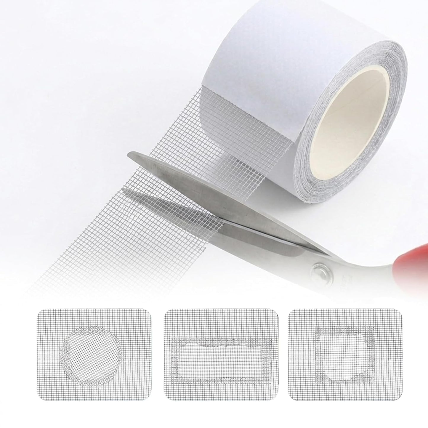 Window Screen Repair Tape 2 in x 16 Ft Grey, Easy Cut Strong Adhesive Waterproof Mesh Patch Kit for Door Tears, Holes Tents