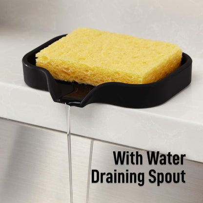 Zulay Kitchen (9x3.5in) Sponge Holder for Kitchen Sink - Flexible Heavy-Duty Multipurpose Sink Caddy - Counter Organizer for Kitchen, Bathroom, Makeup, Trinkets & More! (Grey)