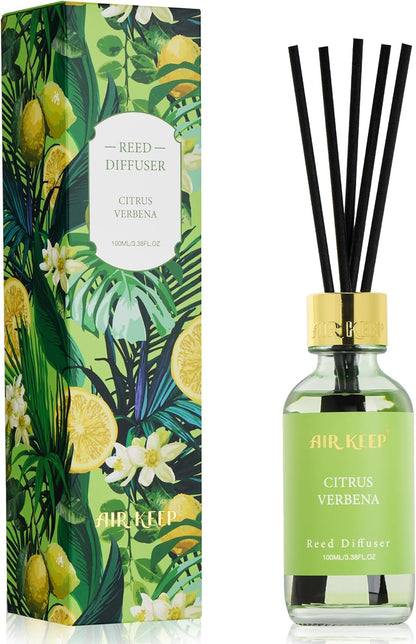 Airkeep Reed Diffuser Oil Set with Reed Sticks,Vanilla Aromatherapy Oil Scent Diffuser for Home Office Bathroom Decoration Perfume and Gifts 3.38 oz/100ml