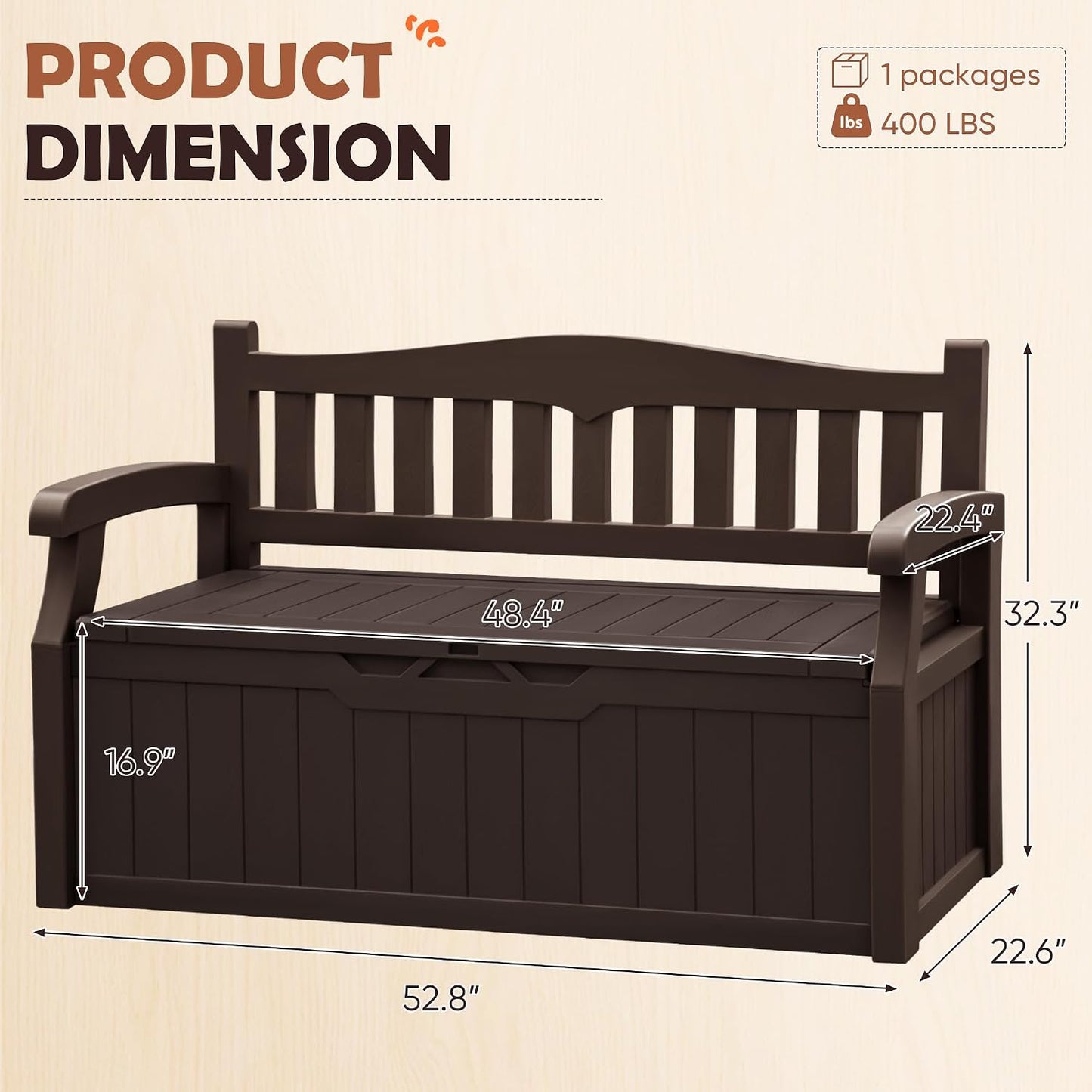 JUMMICO 80 Gallon Resin Outdoor Storage Bench, Large Deck Box with Armrest, Lockable&Waterproof for Garden, Home, Patio, Pools (Black, 80 Gallon)