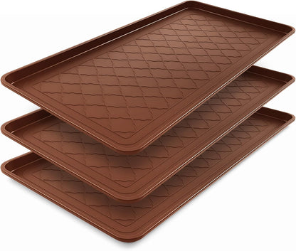 Geelin 3 Pack Extra Large Boot Tray 40"x20" Long Shoe Mats Boot Storage with Raised Edge Waterproof Plastic Wet Shoe Tray for Entryway Floor Indoor Outdoor Mudroom Multi Use(Black)