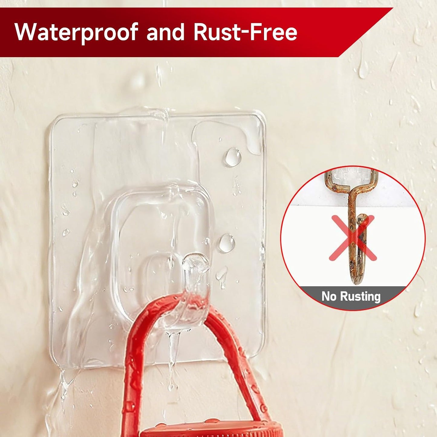 12 Pack Large Adhesive Hooks for 44 lb(Max) Hanging Heavy Duty, Self Adhesive Sticky Hooks Waterproof Stainless Steel Wall Hook for Home Bathroom Shower Kitchen Outdoor Utility Hooks