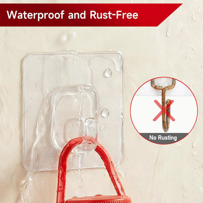 12 Pack Large Adhesive Hooks for 44 lb(Max) Hanging Heavy Duty, Self Adhesive Sticky Hooks Waterproof Stainless Steel Wall Hook for Home Bathroom Shower Kitchen Outdoor Utility Hooks
