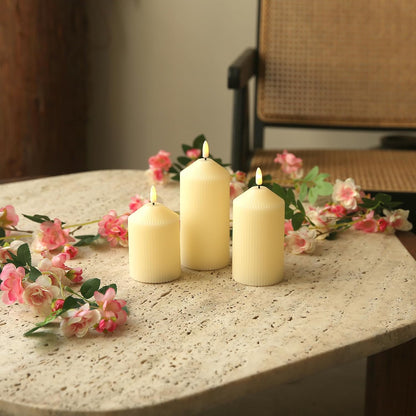 LUSHARBOR Flameless Candles with Remote, 3 Pack Battery Operated Candles Flickering Real Wax LED Fake Pillar Candles with Timer for Wedding Home Party, White