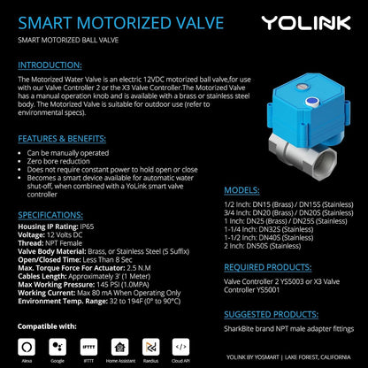 YoLink FlowSmart NSF Water Meter, Smart Water Usage Monitor and Water Leak Detection: 0.5 Inch Advanced Smart Home Water Meter, Hub Included
