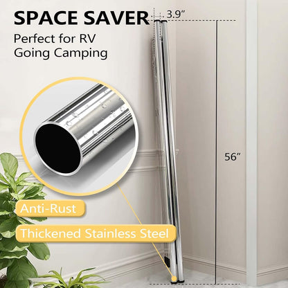 URYAN 79 Inches Stainless Steel Clothes Drying Rack, Heavy Duty Laundry Drying Rack Folding Indoor Outdoor, Portable Drying Rack Clothing, Free-Standing Laundry Stand with 20 Windproof Hooks