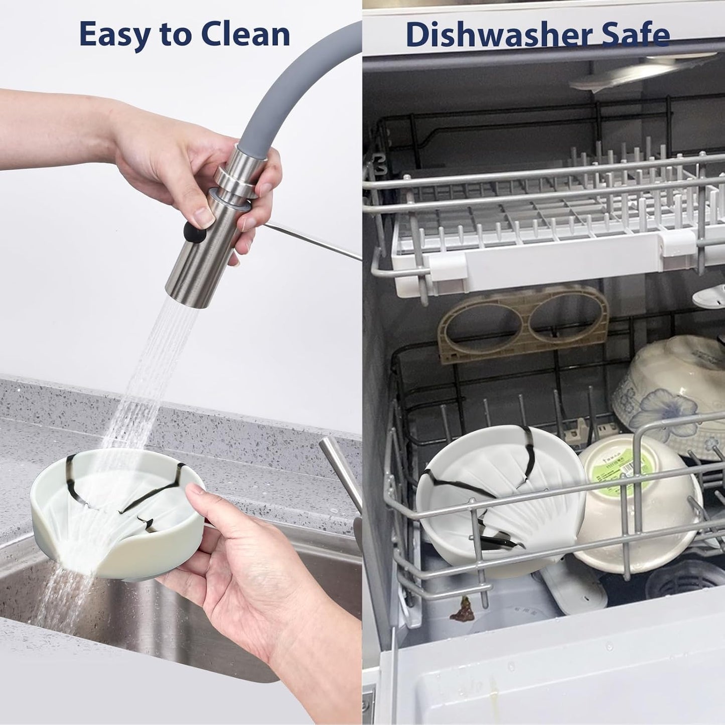 Sponge Holder for Scrub Daddy with Suction Cups and Drain Spout Kitchen Sink Caddy Organizer, Soap Dishes Holder Accessories Rack, Dishwasher Safe - 4.7"x4.7", Green