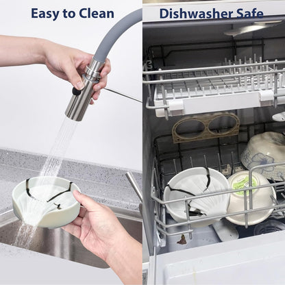 Sponge Holder for Scrub Daddy with Suction Cups and Drain Spout Kitchen Sink Caddy Organizer, Soap Dishes Holder Accessories Rack, Dishwasher Safe - 4.7"x4.7", Green