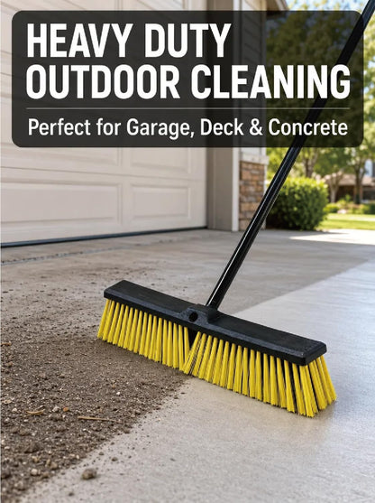 Push Broom for Outdoor - 18" Heavy Duty Broom with 63" Long Handle Outdoor Broom for Deck,Driveway,Garage,Yard,Deck,Patio,Warehouse,Concrete