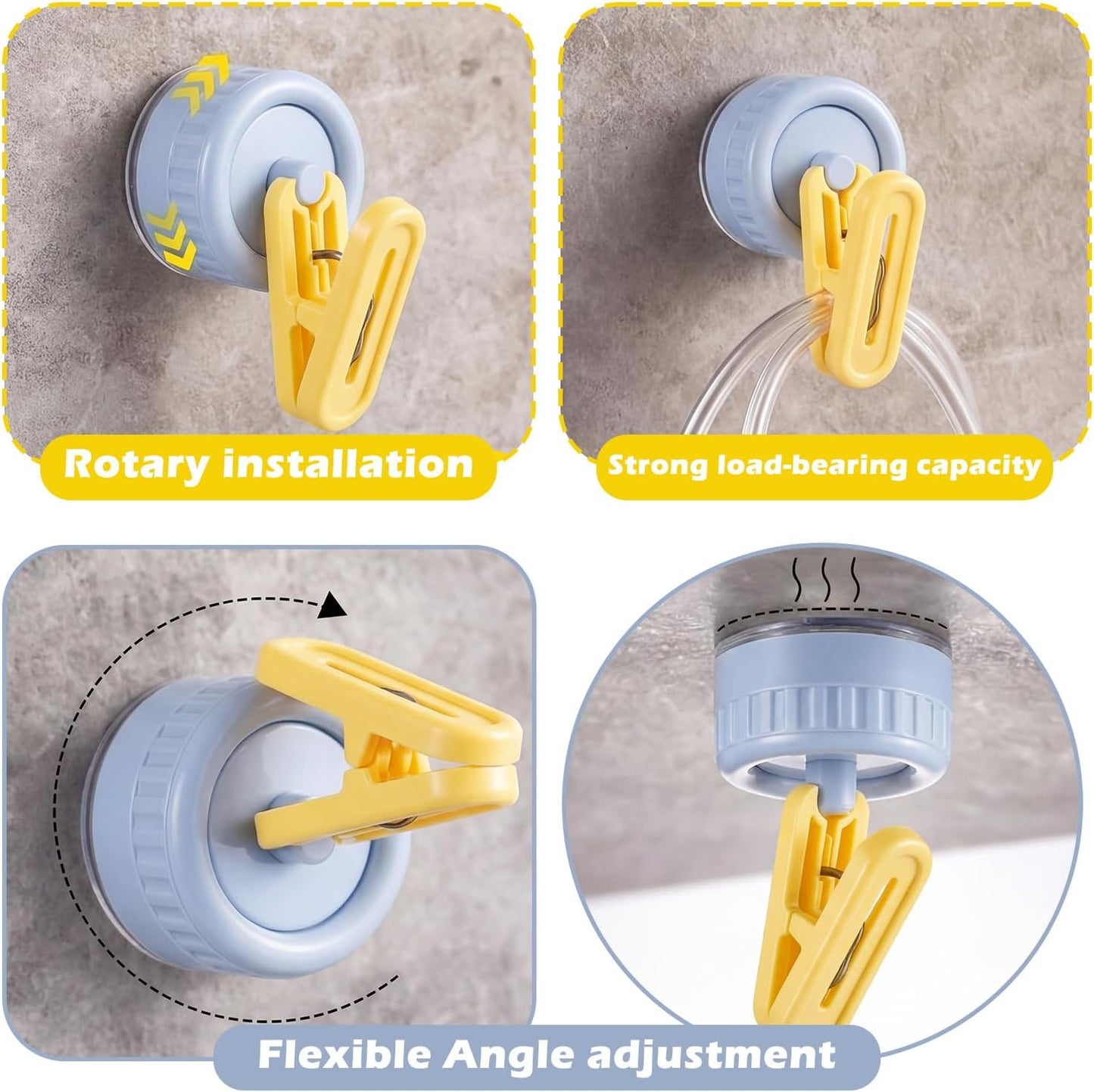 Geelin Dish Glove Clip with Suction Cup Easy Install Removable Transparent Plastic Wall Mounted Hook for Kitchen Use Space-Saving Washable Design for Dish Gloves Towels(2 Pcs)