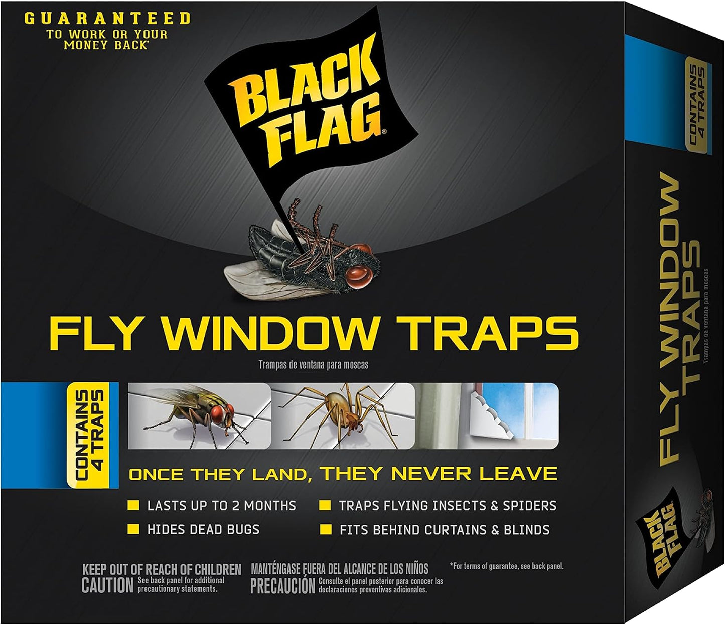 Black Flag Fly Stick, Trap Houseflies and Flying Insects, Pack of 6