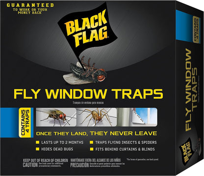 Black Flag Fly Stick, Trap Houseflies and Flying Insects, Pack of 6
