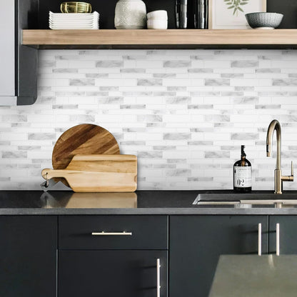 10 Sheets Peel and Stick Backsplash, Peel and Stick Tiles, Marble Look Wall Tiles Backsplash for Kitchen and Bathroom, Livingroom, 12”x12”,Blue&Grey