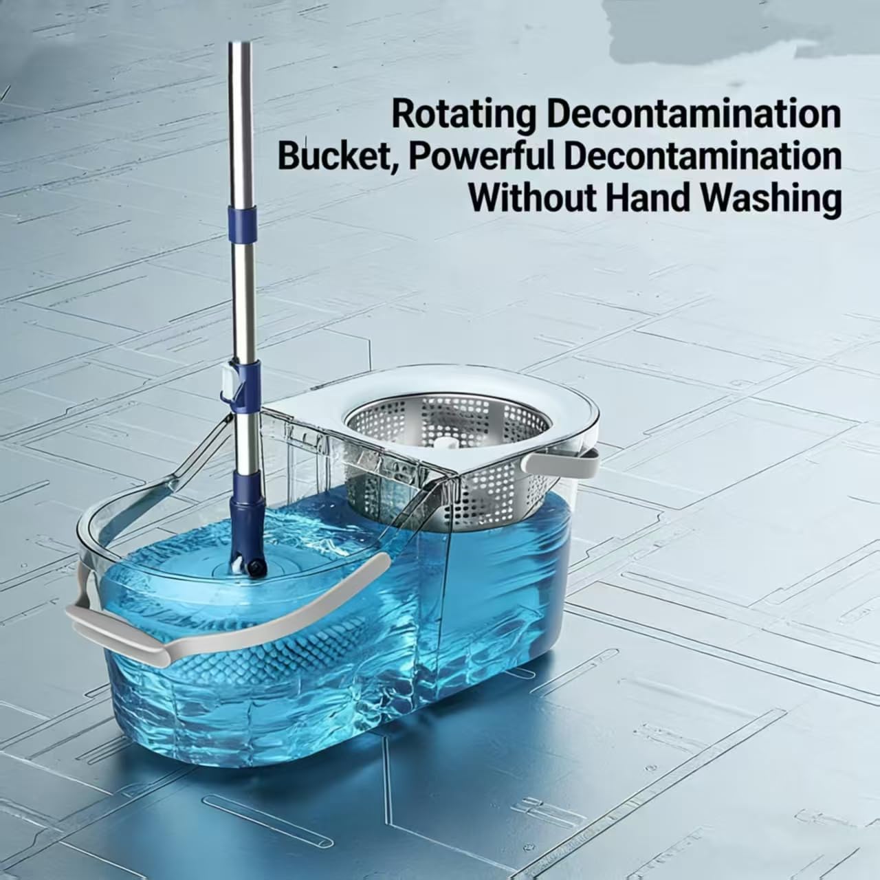 Spin Mop and Bucket Set with 4 Washable Microfiber Mop Heads, Durable Handle System for Hardwood Floor, Tile, and All Surface Cleaning