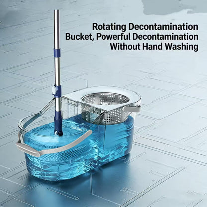 Spin Mop and Bucket Set with 4 Washable Microfiber Mop Heads, Durable Handle System for Hardwood Floor, Tile, and All Surface Cleaning