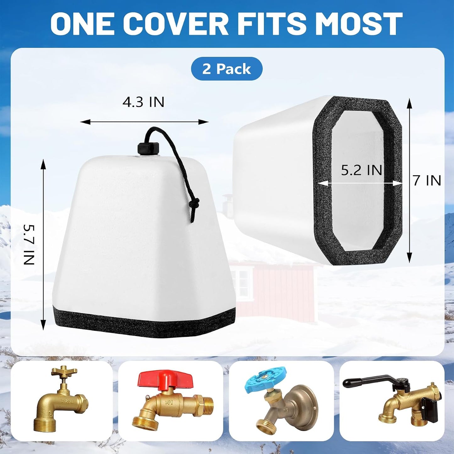 Outdoor Faucet Covers for Winter (2, White)