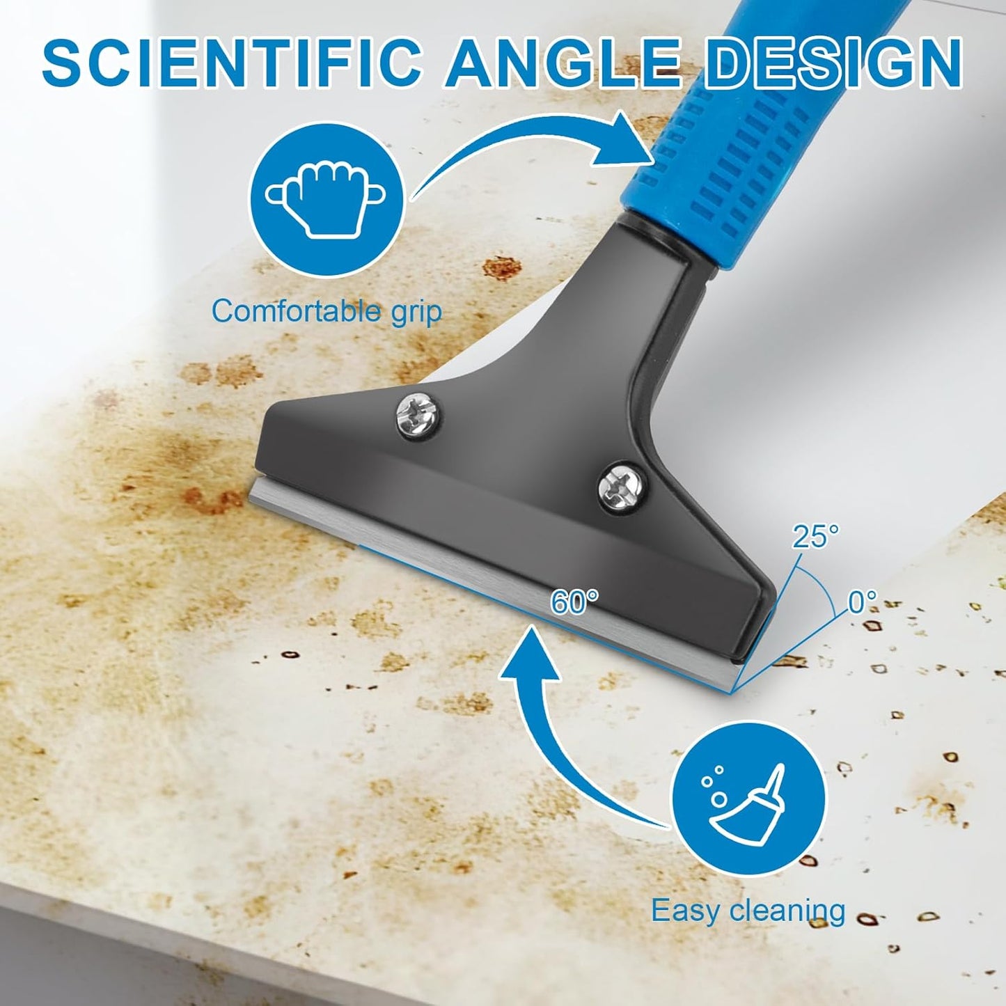 Razor Blade Scraper Tool with 15pcs Extra Blades, Multi-Surface Glass Stove Top Scraper for Paint, Window, Old Label, Decal Sticker, Ceramic Cooktops, Ovens
