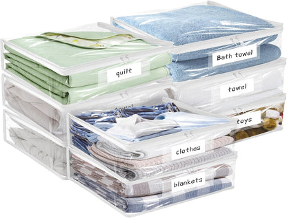 Plastic Storage Bags with Easy-Glide Zipper, Pack of 8, Durable Clear Vinyl Zippered Storage Bags for Clothes Sweaters Comforters Blankets Sheets Bedding (15.7 x 13.8 x 3.9 Inch, White)