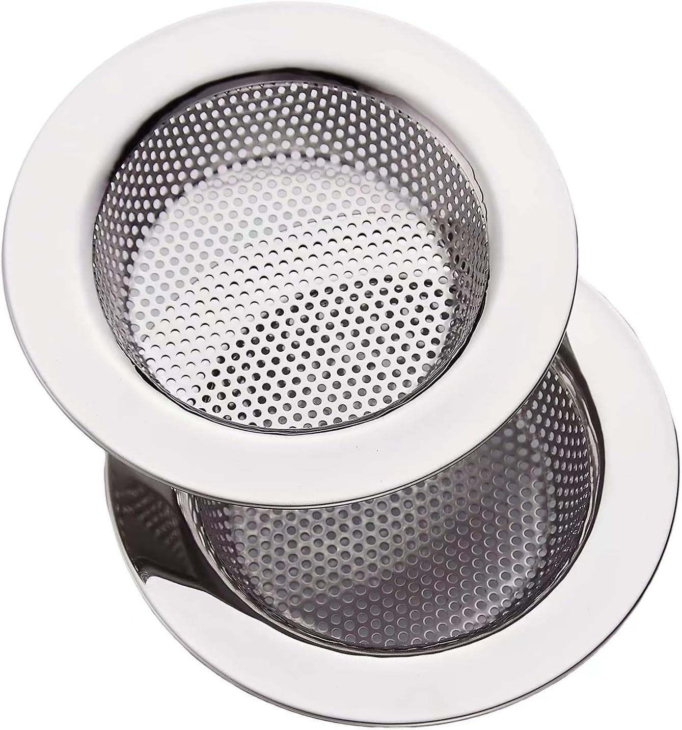 Kitchen Sink Strainer Basket Stainless Steel - Sink Drain Cover with Wide Rim, for Most Kitchen Sinks Anti-Clogging 4.5 in (2pc Silver)