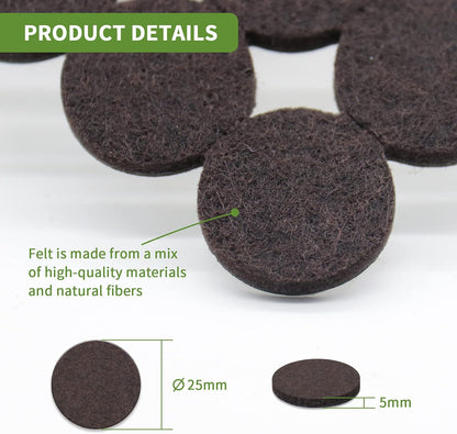 Felt Furniture Pads for Hardwood Floors 48 PCS, Furniture Pads, Floor Protectors for Hardwood Floors, Felt Pads for Furniture, Round, Dark Brown