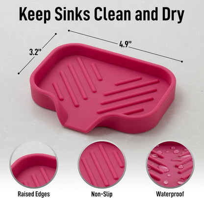 Zulay Kitchen (9x3.5in) Sponge Holder for Kitchen Sink - Flexible Heavy-Duty Multipurpose Sink Caddy - Counter Organizer for Kitchen, Bathroom, Makeup, Trinkets & More! (Grey)