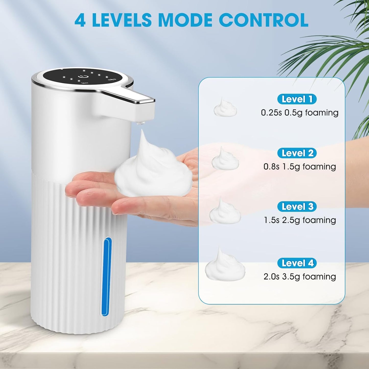 2 Pack Touchless Automatic Soap Dispenser, Smart Sensor Foam Hand Wash Dispenser, USB Rechargeable & Adjustable Customizable for Bathroom Countertop Kitchen Sink, 13.5 oz White Stripes